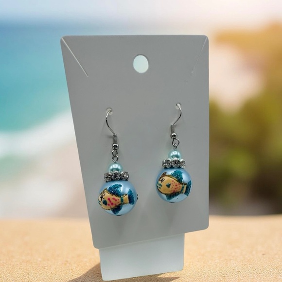 Sea themed Fish design Beaded Earrings - Picture 1 of 4